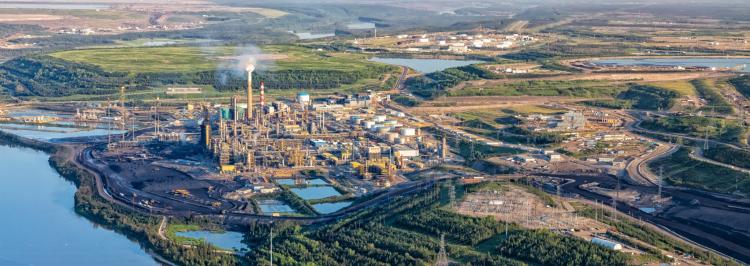 aerial view of oil sands plant